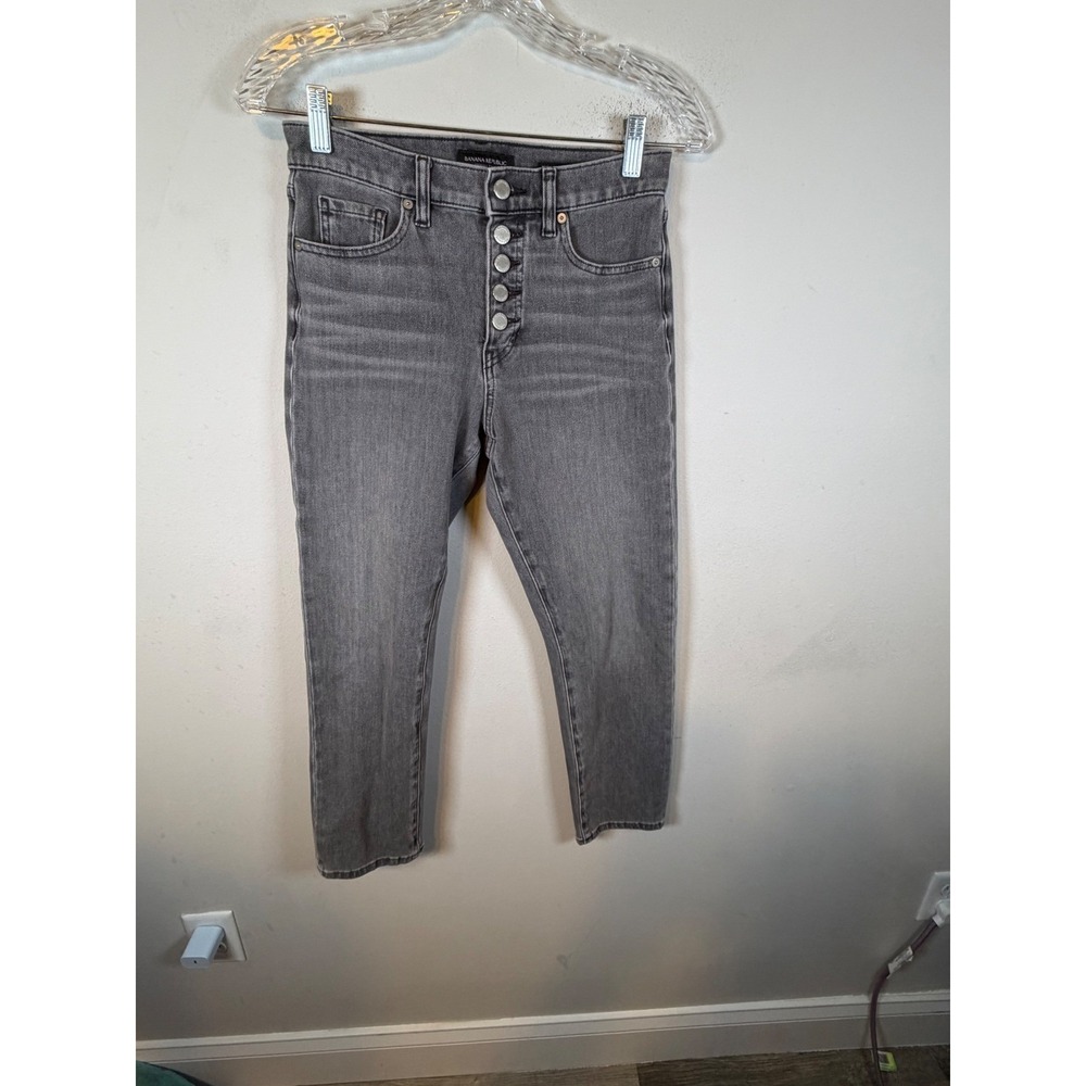 Banana Republic Womens Slim Jeans High Rise Button Fly Gray 26 Short